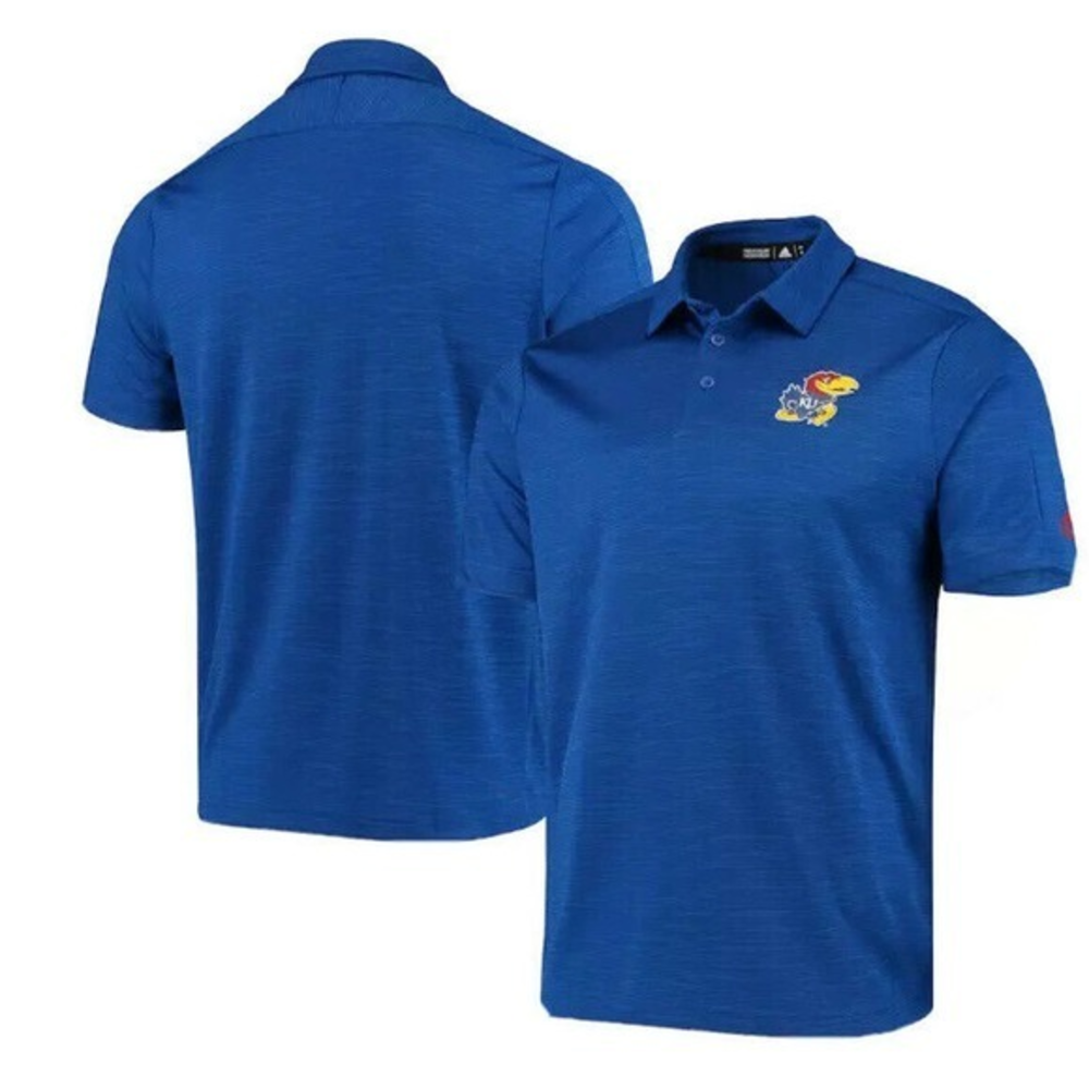 Adidas Kansas Jayhawks Polo Golf‎ Shirt Golf Polo Climalite Royal S NCAA Small